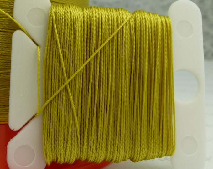 Pattye's BRASS Serafil Thread, Silk Like Pearl Knotting Thread, Beading, Stringing, String Pearls, green gold 40 30 20 15 10