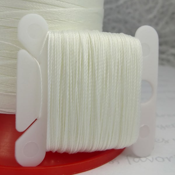 AMANN Serafil IVORY Beading Thread, Silk Like Knotting Thread, Pearl Stringing, Off White, Neutral, Size 40 30 20 15 10