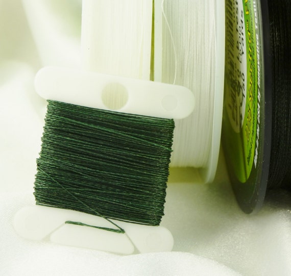 Power Pro Braided Beading Thread, White or Moss Green Fishing Line