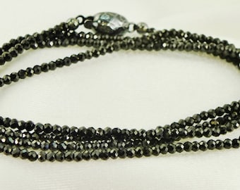 Sparkly Black Spinel Necklace Chain Custom Layering Strand Blackened Sterling Silver, Versatile, Diamond-like, Elegant Gemstone, Minimalist