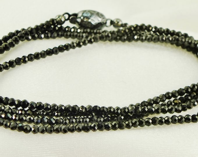 Sparkly Black Spinel Necklace Chain Custom Layering Strand Blackened Sterling Silver, Versatile, Diamond-like, Elegant Gemstone, Minimalist