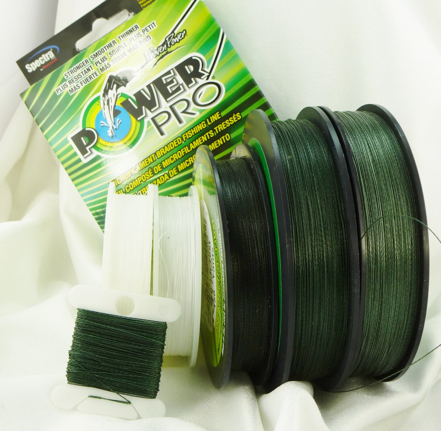 Power Pro Braided Beading Thread, White or Moss Green Fishing Line,  Knotting Cord, Powerpro 10, 20, 30, 40 Spectra Fiber, Made in USA 
