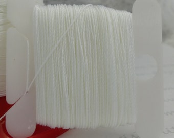 BIAŁA nić Serafil Bead Thread: jedwabisty poliester do nawlekania pereł i wiązania, rozmiary 40, 30, 20, 15, 10
