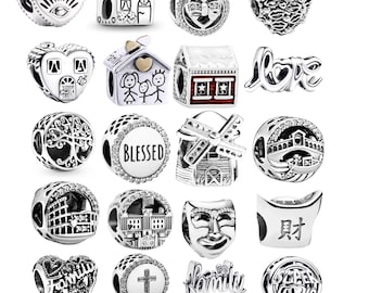 Kärlek & Familj Rötter Hjärthus Charm Pärla, Happy Place Hänge, Passar Pandora Armband, Släktträdssmycken Gåva, DIY Armband