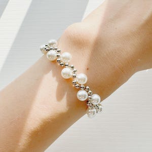 Sterling Silver Bracelet For Her, Freshwater Pearl Bracelet, Bridal Bracelet, Bracelet for Women, Bridesmaid Gift, Birthday Gifts, Valentine