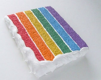 Rainbow cake card, a nice slice of fake postcard cake.