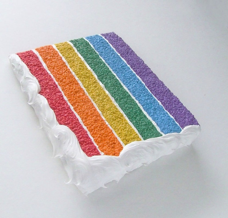 Rainbow cake card, a nice slice of fake postcard cake. image 1