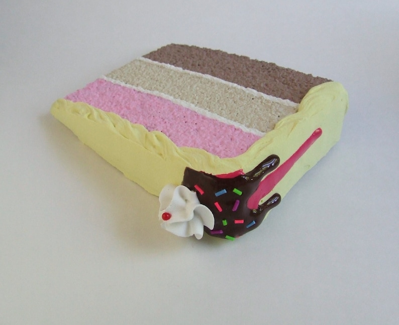 Banana Split Cake Mail Card, a slice of fake postcard cake. image 1