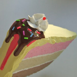 Banana Split Cake Mail Card, a slice of fake postcard cake. image 3