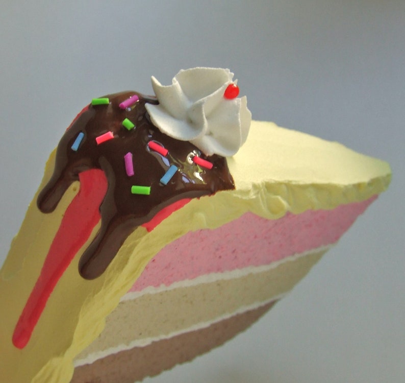 Banana Split Cake Mail Card, a slice of fake postcard cake. image 3