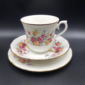 Queen Anne Rose Trio, Fine bone China. Made in England.