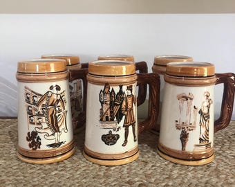 Vintage Rossini Japan Keramik Tasse / Becher X6