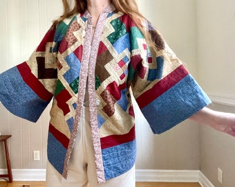 Patchwork Quilt Coat. Vintage Quilt. One of a Kind. Small - Medium - Large. Open Sized. 100% Cotton. Natural Fiber. Kimono Style