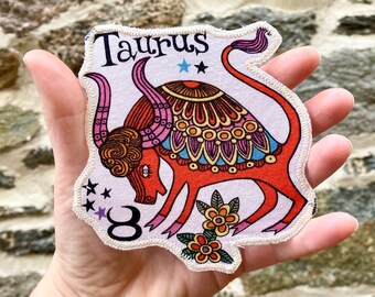 Taurus   - Astrology - Zodiac - Iron On Appliqué Patch - Birthday Gift - Stocking Stuffer