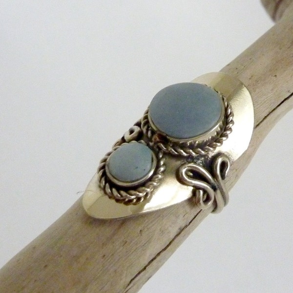 Adjustable Blue Chalcedony Vintage Ring.