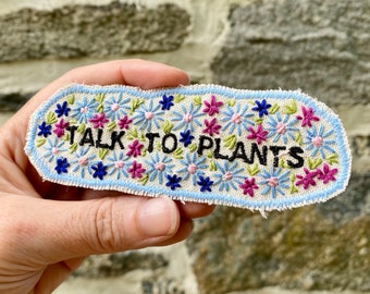 Talk to Plants - Handmade Embroidered Canvas Patch