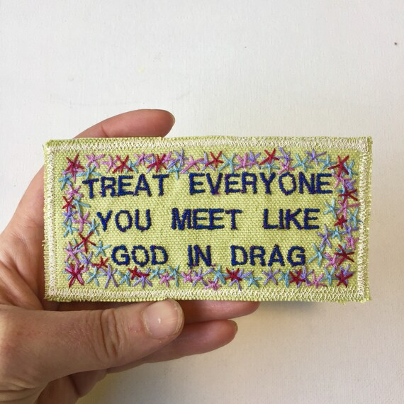Handmade Embroidered Tie Dyed Canvas Patch Forgive Your Parents A Meditation Free Shipping.