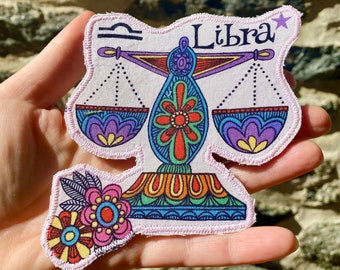 Libra   - Astrology - Zodiac - Iron On Appliqué Patch - Birthday Gift - Stocking Stuffer