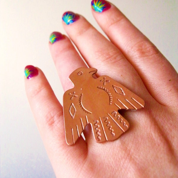 Sale. Thunderbird. Vintage Copper Ring