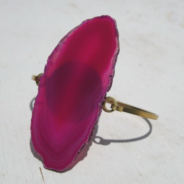 HOT PINK Earthy Agate and Brass Bracelet