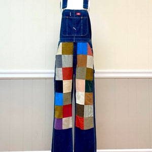 Corduroy Patched Overalls - Hippie Style Denim Hand-Patched Upcycled Dickies Overalls