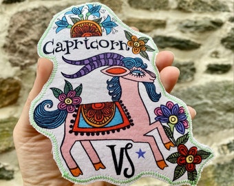 Capricorn   - Astrology - Zodiac - Iron On Appliqué Patch - Birthday Gift - Stocking Stuffer