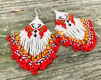 Hand Beaded Butterfly Earrings. Sterling Silver Hooks