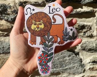 Leo   - Astrology - Zodiac - Iron On Appliqué Patch - Birthday Gift - Stocking Stuffer