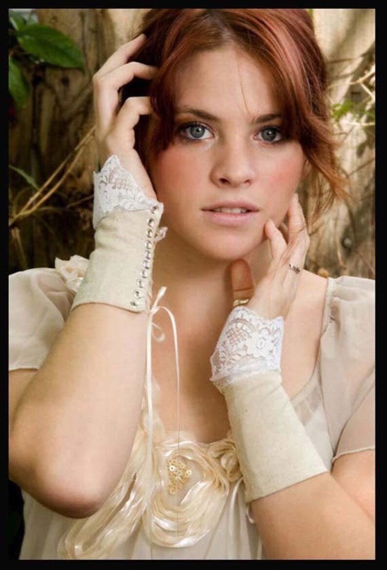 Lace Gloves Neo Victorian Ribbon Lace up Corset Cuffs Etsy