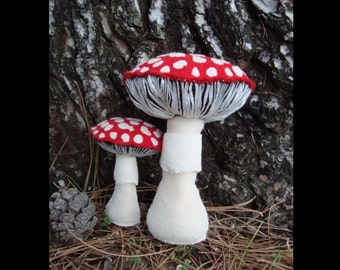 Mycology Plush Limited Edition Plush Fabric Sculpture Set - Agaric Daddy and Child Mushrooms