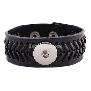 Snap Bracelet, Brown Woven Snap Bracelet, Compatible with Ginger Snaps, 18mm Snap Button, Fits Women&#39;s Snap Jewelry, Gift for Women