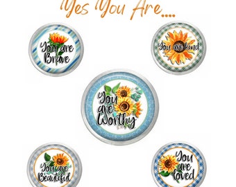 Sunflower Snap, Inspirational, Motivational,  Compatible with Ginger Snaps, 18mm Snap Button, Fits Women's Snap Jewelry, Gift for Women