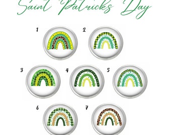 Saint Patrick's Day Rainbow Glass Domed or Pressed Snap Jewelry Ginger Charm Inspirational Snap 20MM Button Fits Custom Bracelets, Necklaces