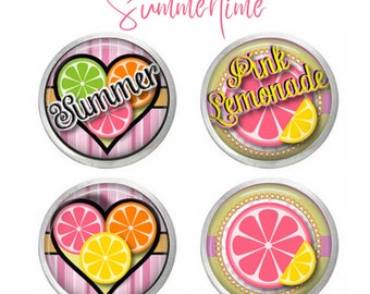 Summer - Pink Lemonade - Snap Jewelry Ginger Charm Inspirational Snap 20MM Button Fits Custom Bracelets, Necklaces, Keychains, Rings