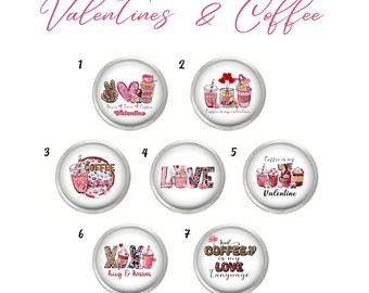 Valentines Day and Coffee Snap, Compatible with Ginger Snaps, 18mm Snap Button, Fits Women's Snap Jewelry, Gift for Women