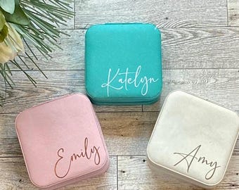Jewelry Box - Travel - Compact - Personalized - With Your Name or Initial - Valentine's Day - Bridesmaid Gifts - Gifts for Her - Customized