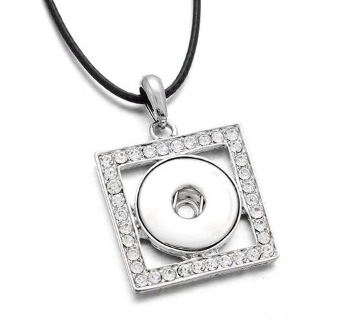 Silver Rhinestone Square Pendant With Est. I8