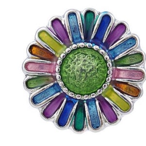 Flower Snap,  Sunflower, Compatible with Ginger Snaps, 18mm Snap Button, Fits Women&#39;s Snap Jewelry, Gift for Women, Interchangeable Snap