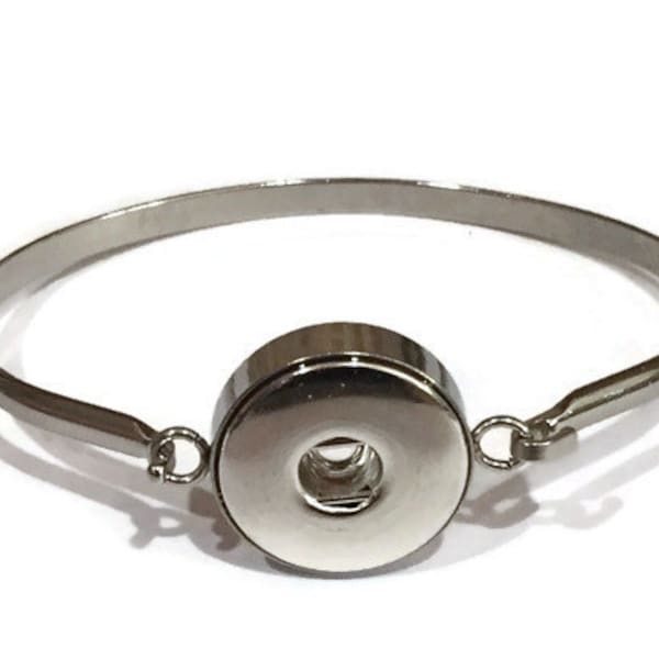 Cuff Bracelet, Stainless Steel Bracelet, Compatible with Ginger Snaps, 18mm Snap Button, Fits Women's Snap Jewelry, Inter