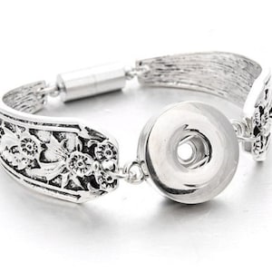 Magnetic Cuff Bracelet, Spoon Bracelet, Compatible with Ginger Snaps, 18mm Snap Button, Fits Women&#39;s Snap Jewelry, Gift for Women
