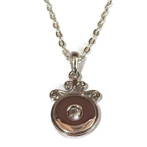 Snap Necklace, Snap Jewelry - Swirl Pendant with 18 Inch Rolo Chain Coordinates with Snap Charm 20MM Button Fits Custom Bracelets, Necklaces