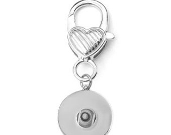 Heart Snap Charm, Heart Charm, Snap Jewelry, Interchangeable Heart Purse Backpack Charm, Compatible with Ginger Snaps, 18mm Snap Button