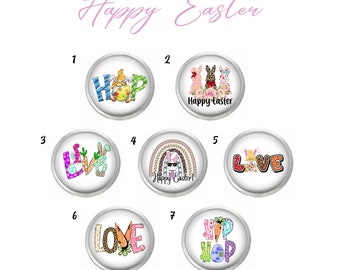 Spring Snap Charm - Easter Bunny - Love - Glass or Hand Pressed Snap for Snap Jewelry - Interchangeable Snap for Jewelry