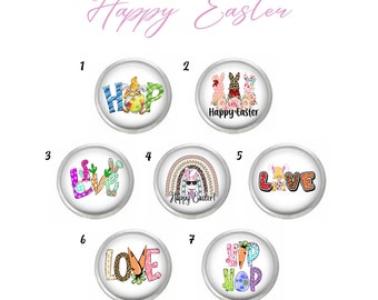 Spring Snap Charm - Easter Bunny - Love - Glass or Hand Pressed Snap for Snap Jewelry - Interchangeable Snap for Jewelry