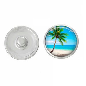 Palm Tree Snap, Compatible with Ginger Snaps, 18mm Snap Button, Fits Women&#39;s Snap Jewelry, Gift for Women, Interchangeable Snap