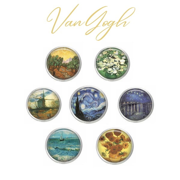 Van Gogh Glass or Hand Pressed Snap Jewelry Ginger Charm Inspirational Snap 20MM Button Fits Custom Bracelets, Necklaces, Keychains, Rings