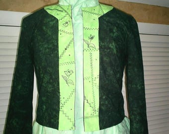 Batik cotton jacket, with decorative stitches & Swarovski Crystals