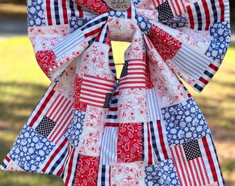 Custom Quilted Front Door Bow | Oversized Statement Porch Bow | Choose Your Fabrics