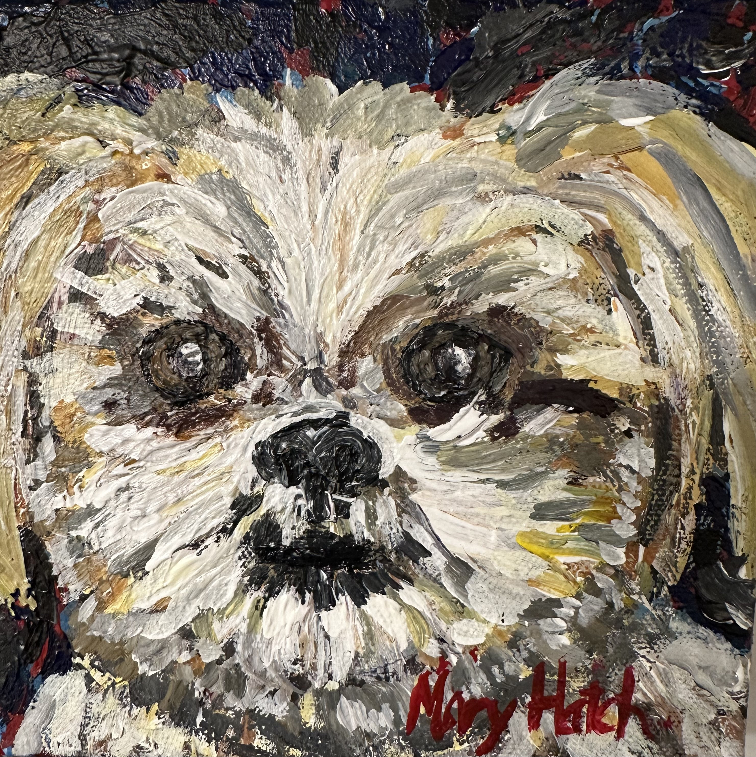 絵画 油絵 犬 シーズ シーズー犬の絵画 - 6 x 6 x 1 1/2 - Etsy 日本