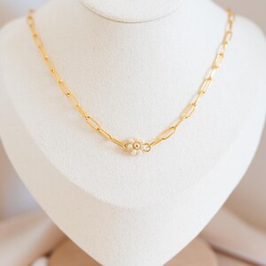 Blümchenkette | Halskette | Beige | handgemachte Kette | Kette gold | Gliederkette gold | Geschenk für Sie | Gift for her | Geschenk Mama